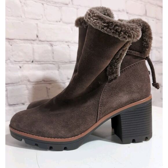 Naturalizer Women's Valene Brown Suede Heeled Booties Ankle Boot Size 8 Faux Fur - Picture 5 of 15